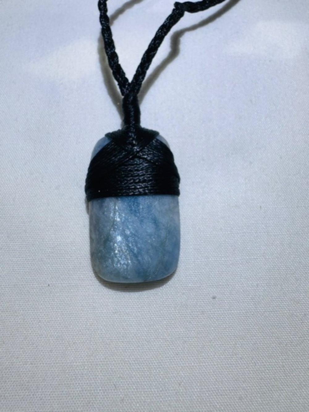 Unisex Aquamarine Macrame Necklace